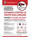 I Carabinieri incontrano la cittadinanza: CONSIGLI CONTRO LE TRUFFE AGLI ANZIANI - Giovedì 10 ottobre, ore 20:00